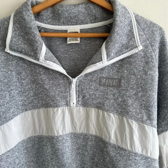 PINK Victoria's Secret Gray and White Sweatshirt - Picture 2 of 8